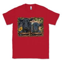 Red western black angus cattle and calf with leopard Classic Tee - RanaPortraitStore