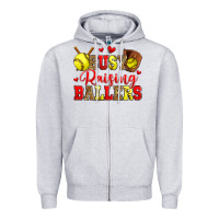 Heather Grey busy raising ballers softball Zipper Hoodie - Zillion Design Studio