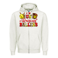 Oatmeal Heather busy raising ballers softball Zipper Hoodie - Zillion Design Studio