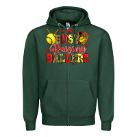 Sports Green busy raising ballers softball Zipper Hoodie - Zillion Design Studio