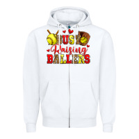 White busy raising ballers softball Zipper Hoodie - Zillion Design Studio