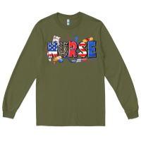 Army Green American nurse Long Sleeve Tee - Zillion Design Studio