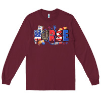 Burgundy American nurse Long Sleeve Tee - Zillion Design Studio
