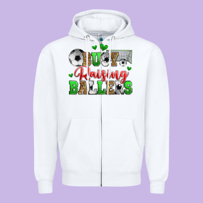 Busy Raising Ballers Soccer Zipper Hoodie Designed By Zillion Design Studio