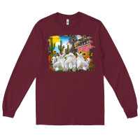 Burgundy Easter Farm With Bunnies Long Sleeve Tee - RanaPortraitStore