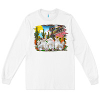 White Easter Farm With Bunnies Long Sleeve Tee - RanaPortraitStore