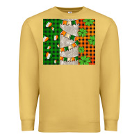 Antique Gold irish flag with shamrocks and heart Premium Sweatshirt - AdoDesignShop