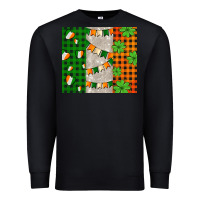 Black irish flag with shamrocks and heart Premium Sweatshirt - AdoDesignShop