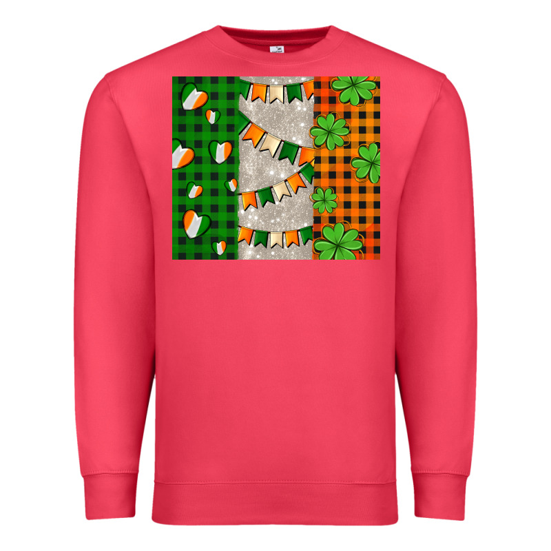 Irish Flag With Shamrocks And Heart Premium Sweatshirt by AdoDesignShop | Teevron