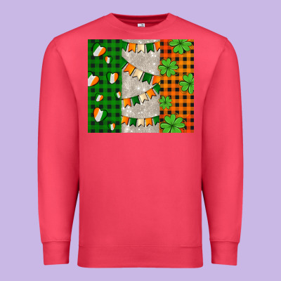 Irish Flag With Shamrocks And Heart Premium Sweatshirt Designed By Adodesignshop