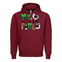 Burgundy my heart is on that field soccer Zipper Hoodie - Zillion Design Studio