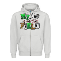 Dove Grey my heart is on that field soccer Zipper Hoodie - Zillion Design Studio