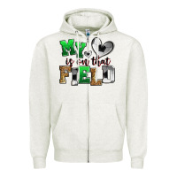 Oatmeal Heather my heart is on that field soccer Zipper Hoodie - Zillion Design Studio