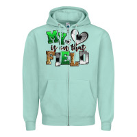 Seafoam my heart is on that field soccer Zipper Hoodie - Zillion Design Studio