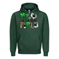 Sports Green my heart is on that field soccer Zipper Hoodie - Zillion Design Studio