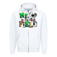 White my heart is on that field soccer Zipper Hoodie - Zillion Design Studio