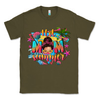Army Green hot mom summer with messy bun Classic Tee - texasbilliewilder
