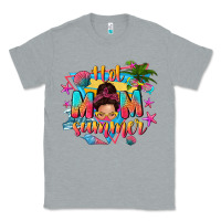 Heather Grey hot mom summer with messy bun Classic Tee - texasbilliewilder