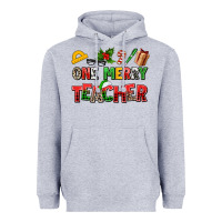 Heather Grey one merry teacher Heavyweight Hoodie - AdoDesignShop
