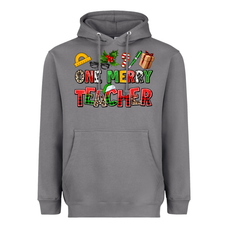 One Merry Teacher Heavyweight Hoodie by AdoDesignShop | Teevron