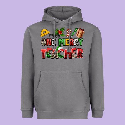 One Merry Teacher Heavyweight Hoodie Designed By Adodesignshop