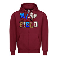 Burgundy my heart is on that field baseball Zipper Hoodie - Zillion Design Studio