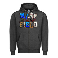 Charcoal Heather my heart is on that field baseball Zipper Hoodie - Zillion Design Studio