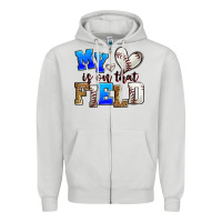 Dove Grey my heart is on that field baseball Zipper Hoodie - Zillion Design Studio