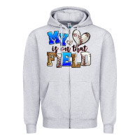 Heather Grey my heart is on that field baseball Zipper Hoodie - Zillion Design Studio