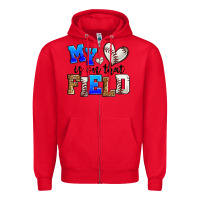 Red my heart is on that field baseball Zipper Hoodie - Zillion Design Studio