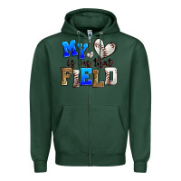 Sports Green my heart is on that field baseball Zipper Hoodie - Zillion Design Studio