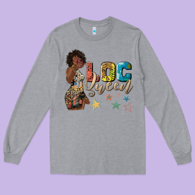 Long Sleeve Tee afro woman loc queen