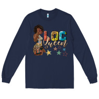 Navy afro woman loc queen Long Sleeve Tee - texasbilliewilder