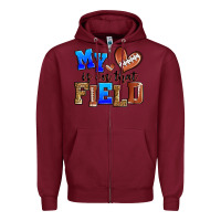 Burgundy my heart is on that field american football Zipper Hoodie - Zillion Design Studio
