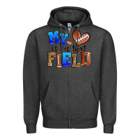 Charcoal Heather my heart is on that field american football Zipper Hoodie - Zillion Design Studio