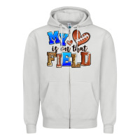 Dove Grey my heart is on that field american football Zipper Hoodie - Zillion Design Studio