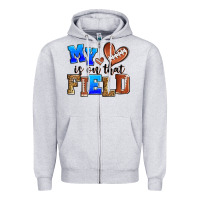 Heather Grey my heart is on that field american football Zipper Hoodie - Zillion Design Studio