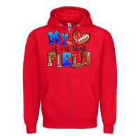 Red my heart is on that field american football Zipper Hoodie - Zillion Design Studio