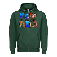 Sports Green my heart is on that field american football Zipper Hoodie - Zillion Design Studio