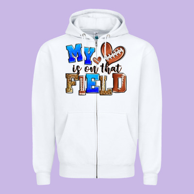 My Heart Is On That Field American Football Zipper Hoodie Designed By Zillion Design Studio