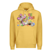 Antique Gold he lives with bunnys and eggs Premium Hoodie - MaliasSmallBusiness
