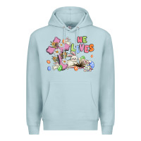 Blue Mist he lives with bunnys and eggs Premium Hoodie - MaliasSmallBusiness