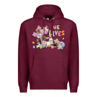 Burgundy he lives with bunnys and eggs Premium Hoodie - MaliasSmallBusiness
