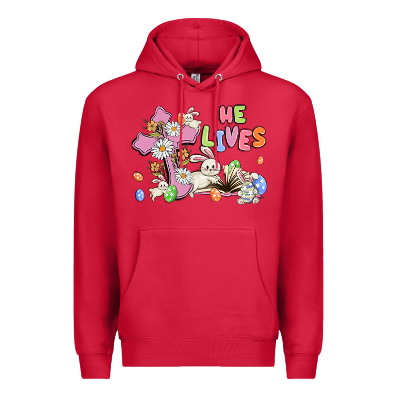 He Lives With Bunnys And Eggs Premium Hoodie by MaliasSmallBusiness | Teevron
