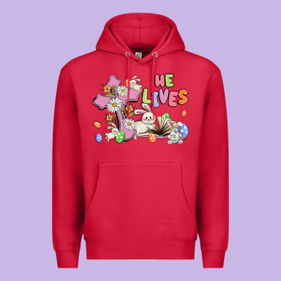 He Lives With Bunnys And Eggs Premium Hoodie Designed By Maliassmallbusiness