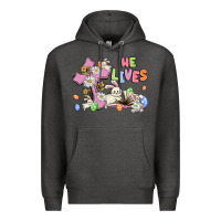 Charcoal Heather he lives with bunnys and eggs Premium Hoodie - MaliasSmallBusiness