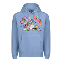 Colony Blue he lives with bunnys and eggs Premium Hoodie - MaliasSmallBusiness