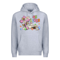 Heather Grey he lives with bunnys and eggs Premium Hoodie - MaliasSmallBusiness