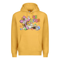 Mustard he lives with bunnys and eggs Premium Hoodie - MaliasSmallBusiness