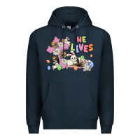 Navy he lives with bunnys and eggs Premium Hoodie - MaliasSmallBusiness